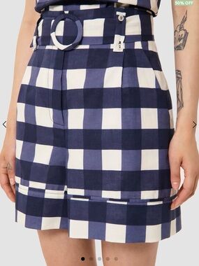 Tara Jarmon Shelby Midnight Blue
 Gingham Belted Shorts